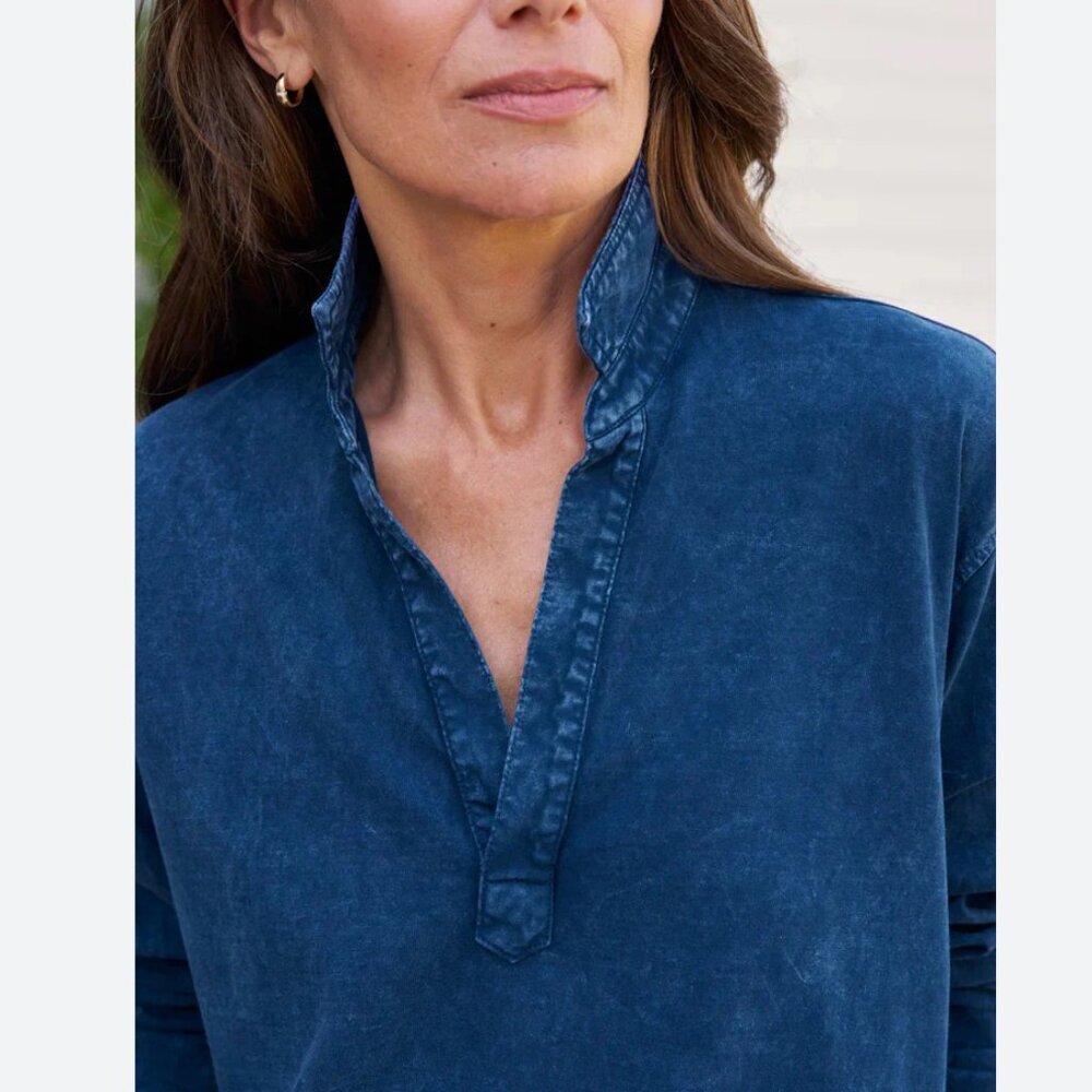 Frank & Eileen PATRICK Popover Henley Heritage Jersey Size: XS Mineral Blue - Picture 14 of 16